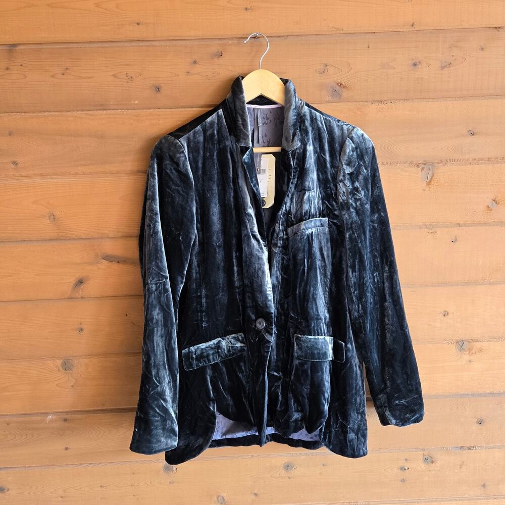 Anthropologie Alessia Velvet Blazer NWT S Carbon Gray Jacket Business Prep Top - Picture 2 of 7